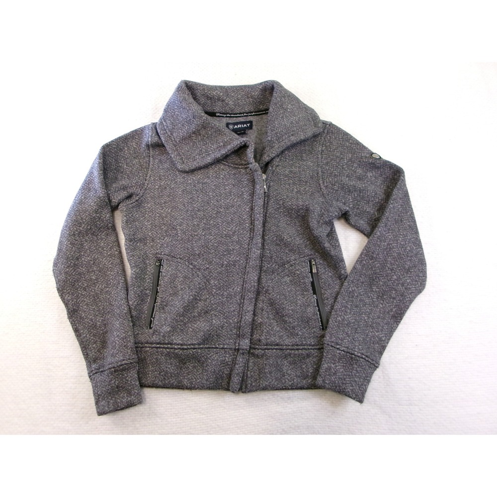 Ariat Women Gray Marl Asymmetrical Zip Equestrian Jacket XS 10016941